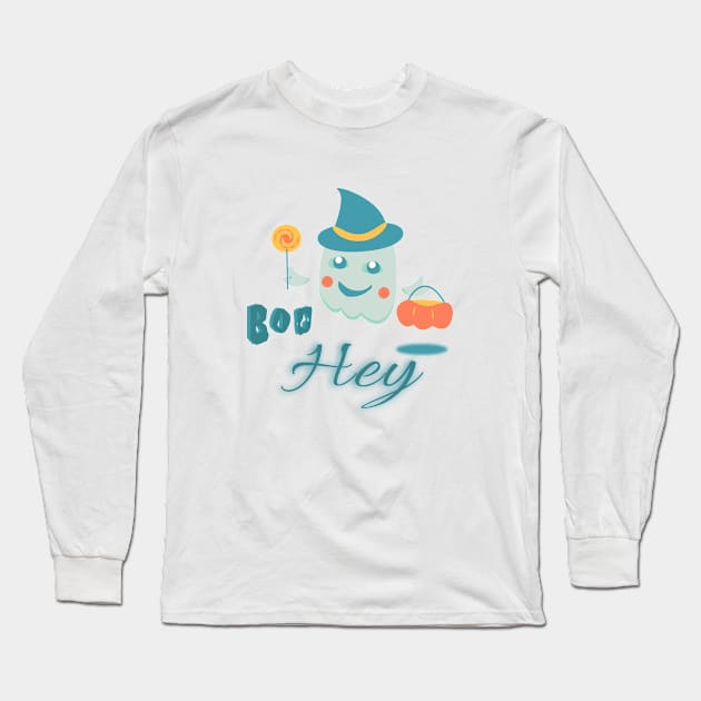 Spook Your Friends with Our Boo Ghost T-Shirt! Long Sleeve T-Shirt by YoussefAchraf